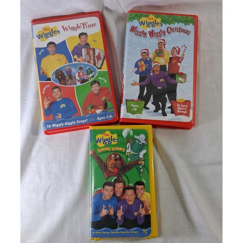 The Wiggles VHS Lot 3 Lyrick Studios Wiggle Time Yummy Yummy Christmas Rare